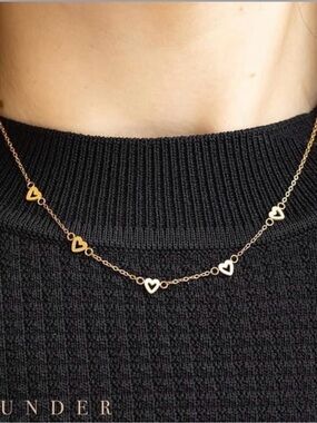 Plunder Design Delicate Ashlea Gold Plated Mini Heart Link Necklace